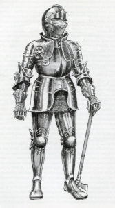 Armoured knight: Battle of Blore Heath, fought on 23rd September 1459 in the Wars of the Roses