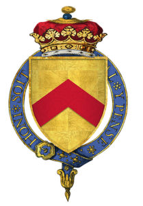 Coat of Arms of the Duke of Buckingham, Lancastrian commander, killed at the Battle of Northampton on 10th July 1460 in the Wars of the Roses