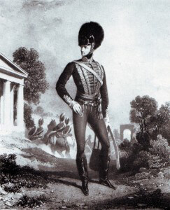 John le Marchant in the uniform of an officer of light dragoons, 1790.