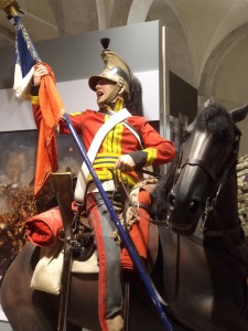 Royal Dragoons taking the 105th Eagle at Waterloo: Household Cavalry Museum