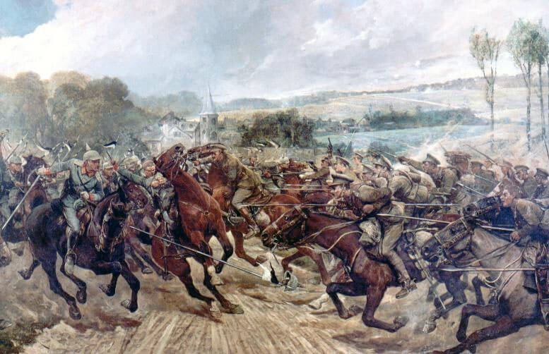 Lieutenant Colonel Campbell charging the German squadron