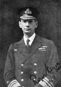 Commodore Roger Keyes RN as Rear Admiral RN in 1918. Keyes commanded the 8th ‘Oversea’ Submarine Flotilla, based at Harwich. Keyes oversaw the patrolling of the German North Sea naval bases and devised the plan for the Heligoland Bight operation on 28th August 1914. Keyes was present during the Battle of Heligoland Bight in HMS Lurcher.