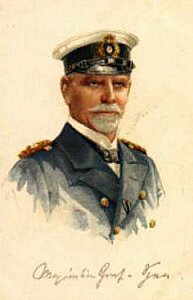 Vice Admiral Reichsgraf Maximilian von Spee, the German admiral at the Battle of the Falkland Islands on 8th December 1914. To buy a picture of Admiral Graf von Spee click here