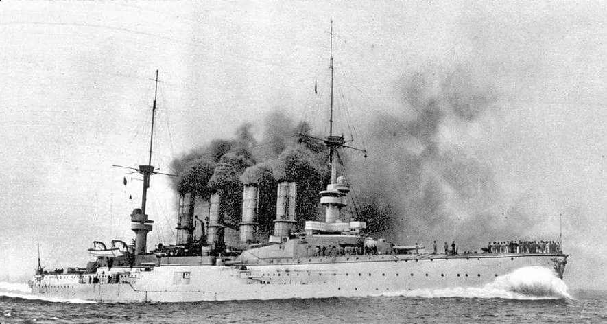 Admiral Graf von Spee’s flagship the protected cruiser SMS Scharnhorst at sea: Battle of Coronel on 1st November 1914 in the First World War