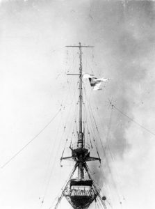 County flag of Kent hoisted on HMS Kent at the beginning of the Battle of the Falkland Islands 8th December 1914 in the First World War