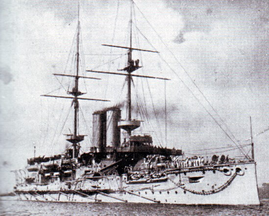 Rear Admiral Sir Christopher Cradock’s aged battleship HMS Canopus, which was not in action at the Battle of Coronel