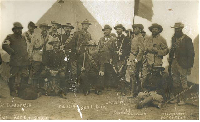 Commandant Kock and his staff. Kock commanded the Boer force at the Battle of Elandslaagte on 21st October 1899