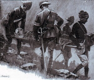 British doctors and medical staff collecting the wounded after the Battle of Elandslaagte on 21st October 1899