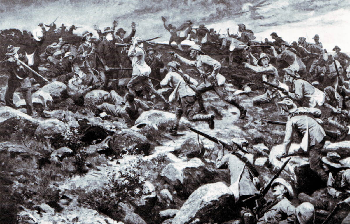 Imperial Light Horse attacking at the Battle of Elandslaagte on 21st October 1899 by William Barnes Wolllen