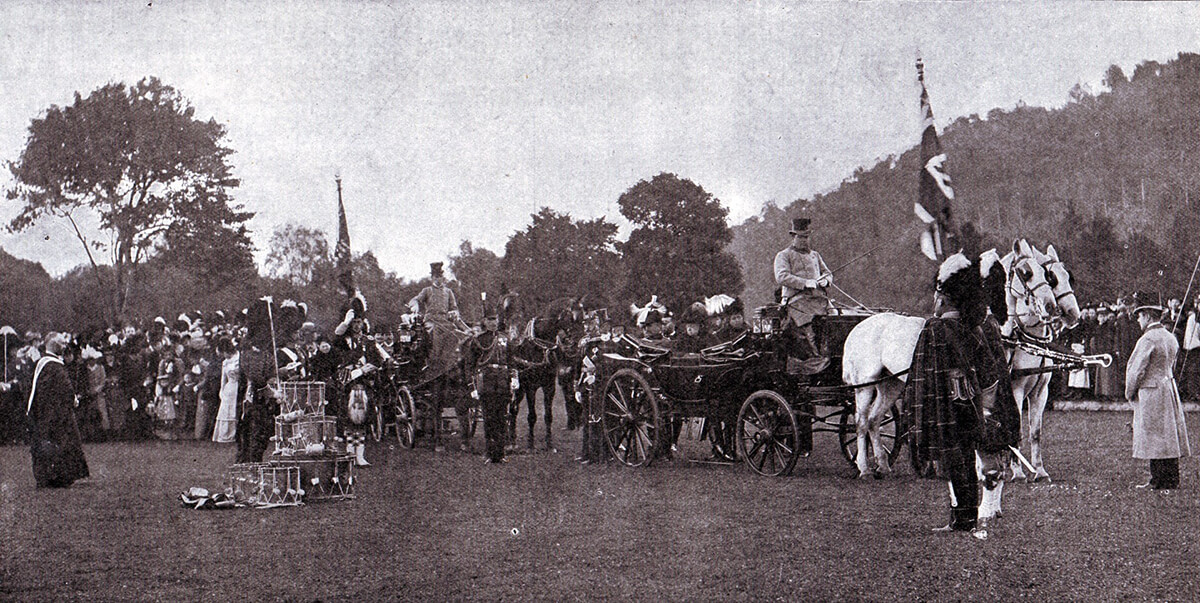 Queen Victoria presenting new colours to 2nd Seaforths at Balmoral in September 1899. The Battalion fought in the Highland Brigade at the Battle of Magersfontein on 11th December 1899, suffering significant casualties