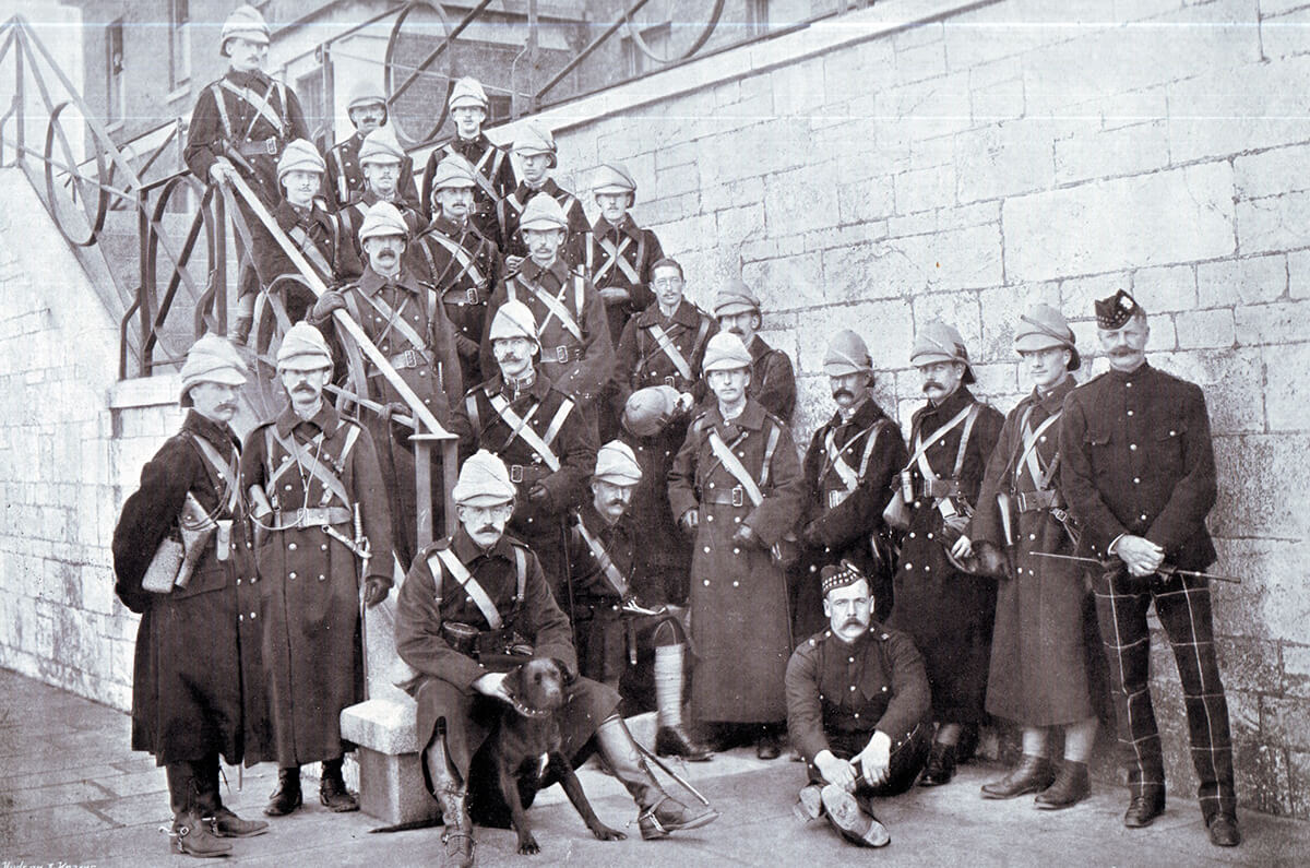 Officers of 1st Highland Light Infantry embarking for South Africa in 1899. The Battalion fought in the Highland Brigade at the Battle of Magersfontein on 11th December 1899, suffering significant casualties
