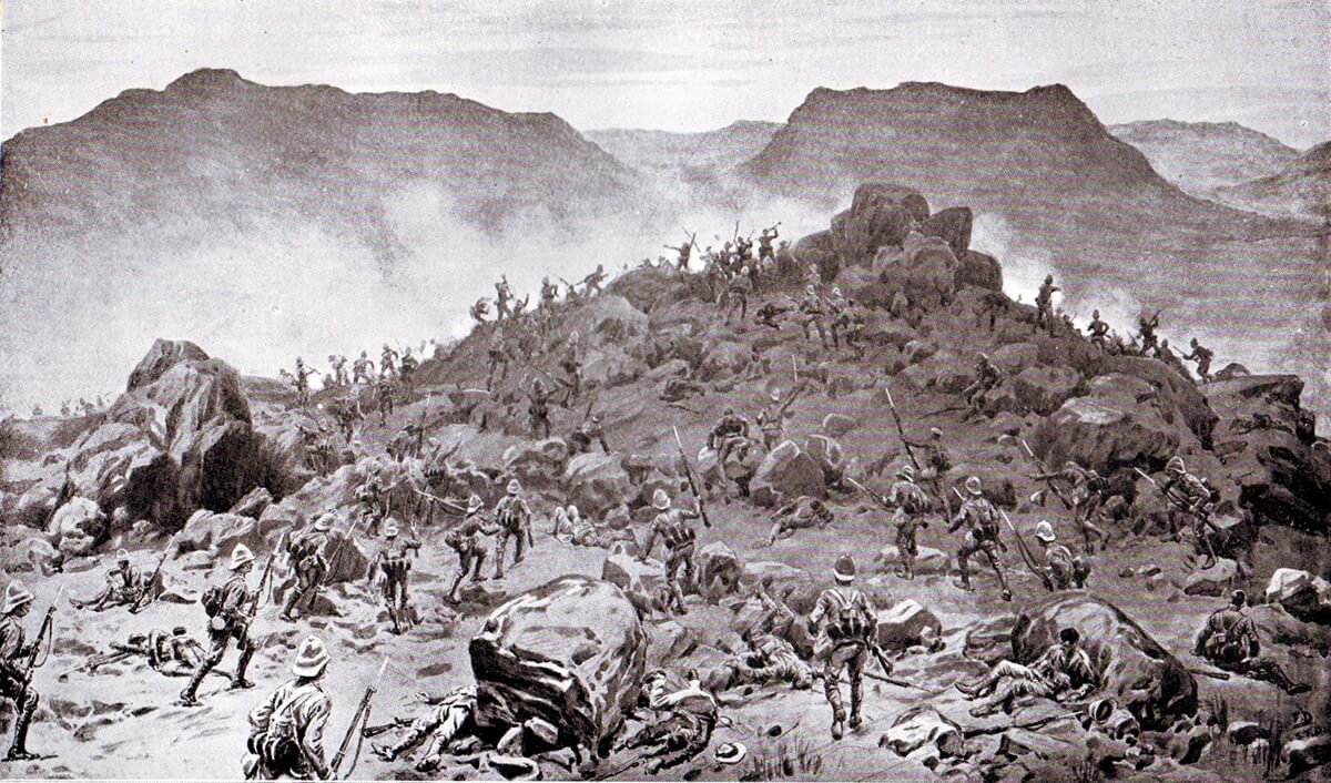 The Grenadier and Scots Guards storming the Boer positions at the Battle of Belmont on 23rd November 1899