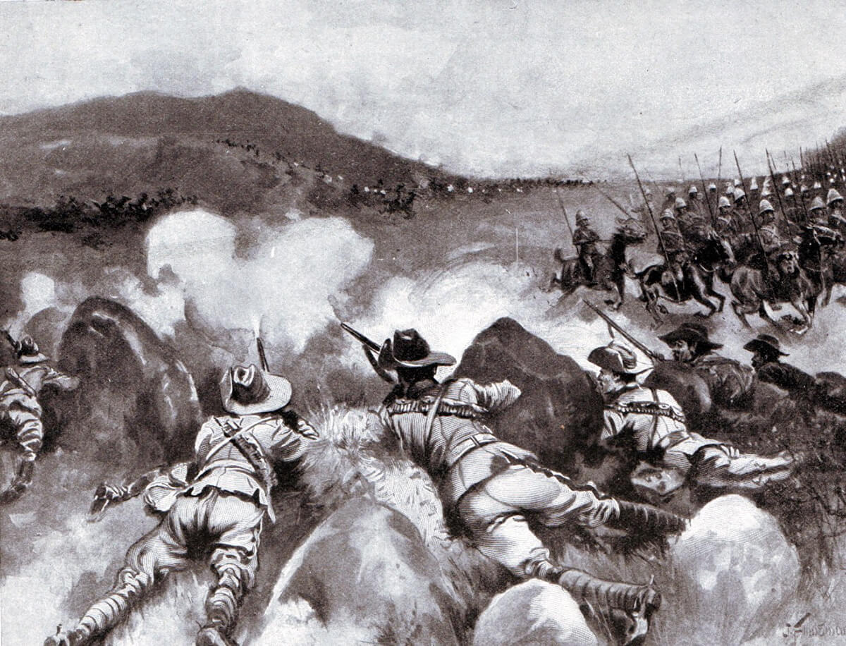 New South Wales Lancers covering the withdrawal of the 9th Lancers at the Battle of Belmont on 23rd November 1889