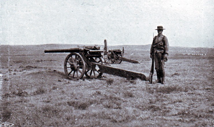 Royal Navy long 12 pounder field gun, two of which took part in the Battle of Graspan on 25th November 1899