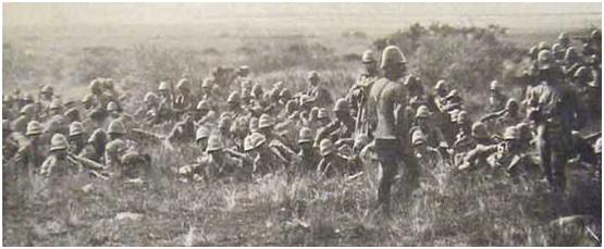 1st Gordon Highlanders awaiting orders on the morning of 11th December 1899 at the Battle of Magersfontein