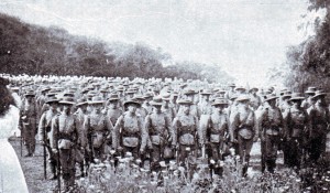 Sailors of the Naval Brigade from HMS Doris who fought at the Battle of Graspan on 25th November 1899