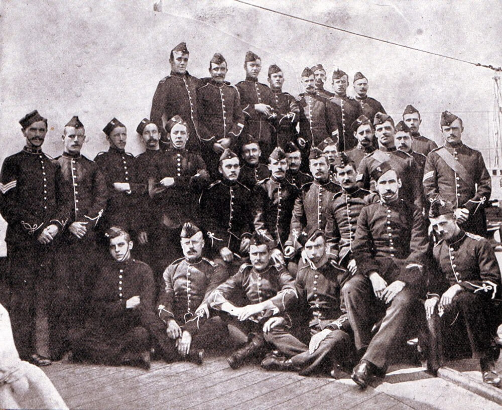 Royal Marines from HMS Powerful, members of the Royal Naval Brigade at the Battle of Modder River on 28th November 1899