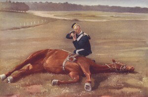 British cavalry driving in a Boer outpost in the Boer War