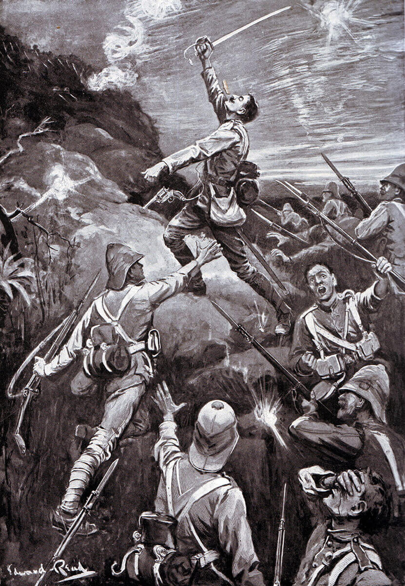 2nd Northumberland Fusiliers begin the attack on the Kissieberg at the Battle of Stormberg on 9th December 1899