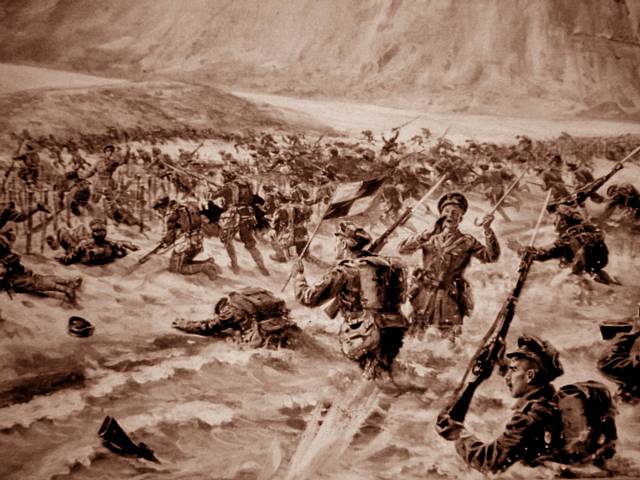 1st Lancashire Fusiliers landing on W Beach Cape Helles Gallipoli on 25th April 1915 winning ‘six Victoria Crosses before breakfast’
