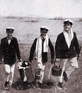 Royal Navy midshipmen picnicking on the Greek island of Lemnos, home to the British and French base at Mudros