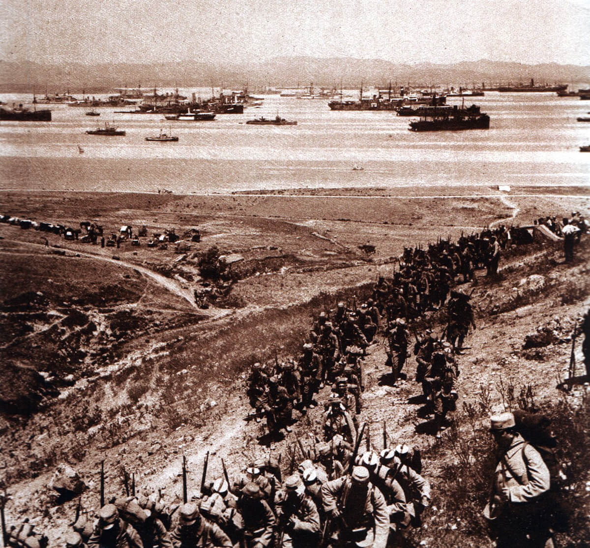 French troops training on the Greek Island of Lemnos before leaving for the landing on the Gallipoli Peninsular