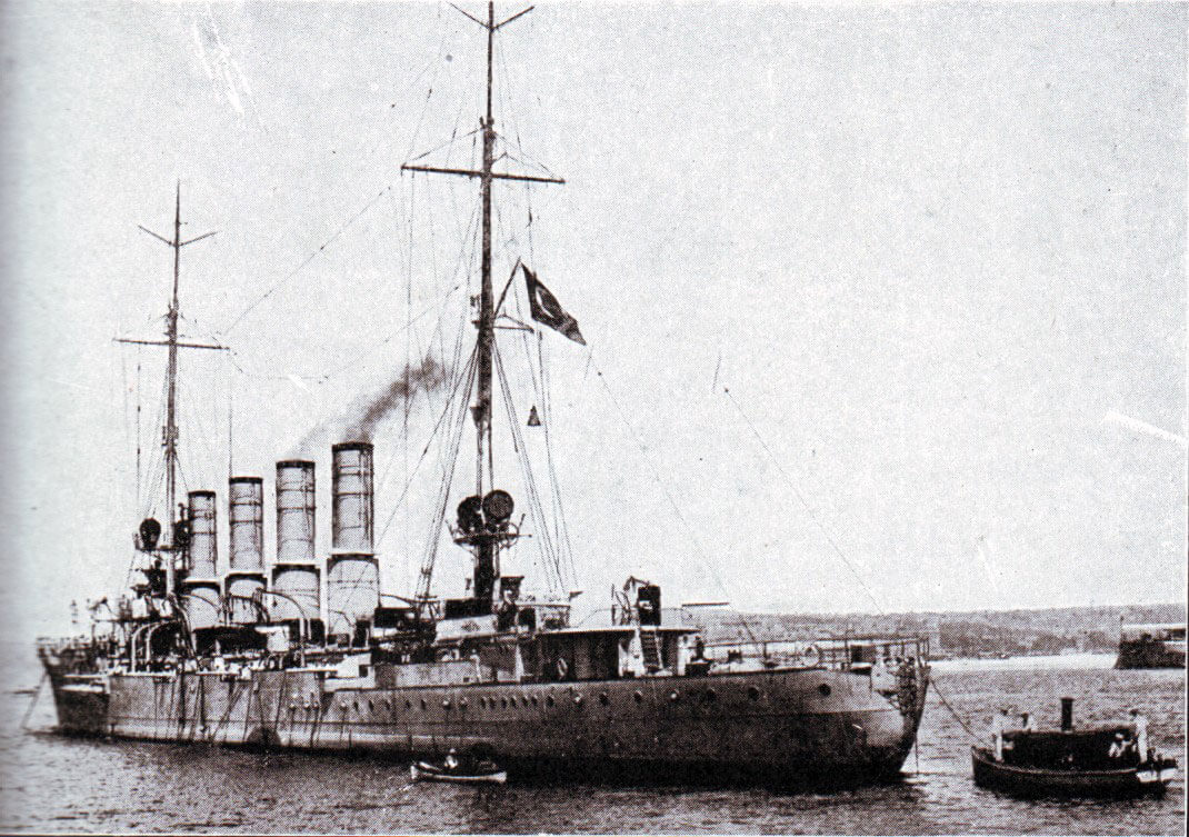 SMS Breslau: German light cruiser whose escape with SMS Goeben to Constantinople in 1914 and incorporation into the Turkish navy helped push the Ottoman Empire into the camp of the Central Powers, Germany and Austria. Breslau flies the Turkish flag