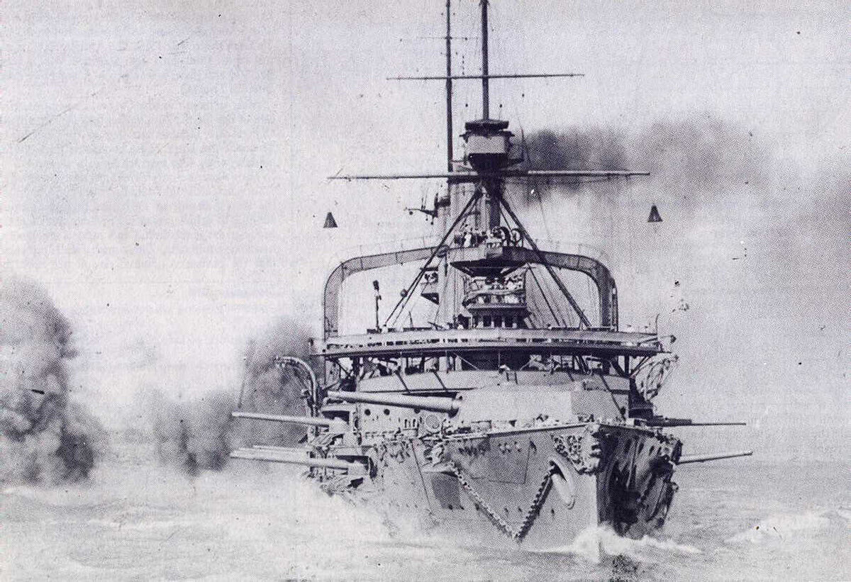 HMS Swiftsure in action: the British pre-Dreadnought battleship supported the landing at W Beach Cape Helles Gallipoli on 25th April 1915