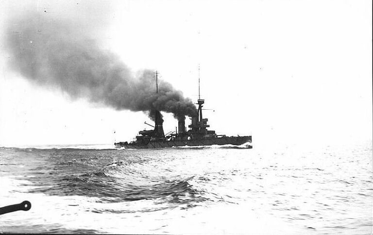 British battle cruiser HMS Indomitable one of the ships in Admiral Beatty’s force at the Dogger Bank Acton on 24th January 1915