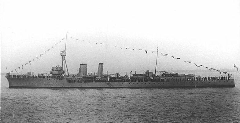 British Cruiser HMS Calliope. Calliope fought at the Battle of Jutland on 31st May 1916 as flag ship in 4th Light Cruiser Squadron