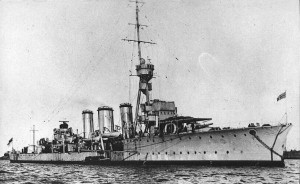 British Light Cruiser HMS Galatea. Galatea fought at the Battle of Jutland on 31st May 1916 as the lead of the 1st Light Cruiser Squadron
