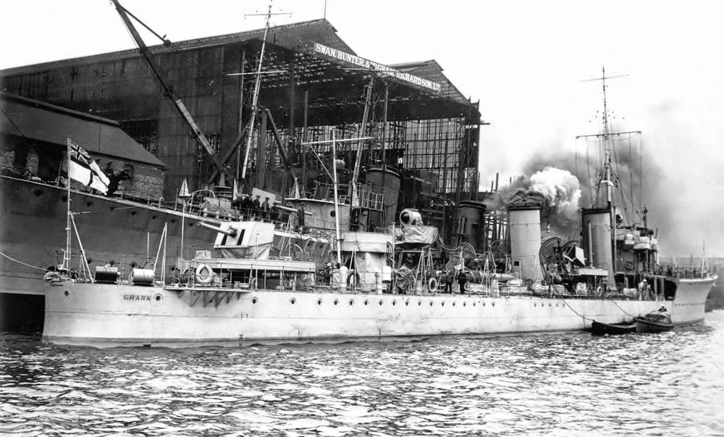 British Destroyer HMS Shark. Shark was sunk at the Battle of Jutland on 31st May 1916 her captain Commander Loftus Jones winning a posthumous Victoria Cross