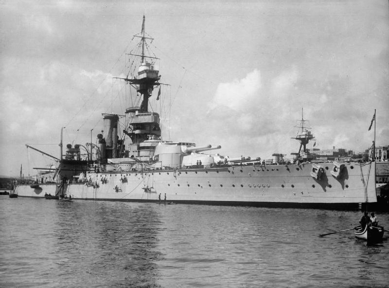 British Battleship HMS Ajax. Ajax fought at the Battle of Jutland on 31st May 1916 in Vice Admiral Sir Thomas Jerram’s 2nd Battle Squadron