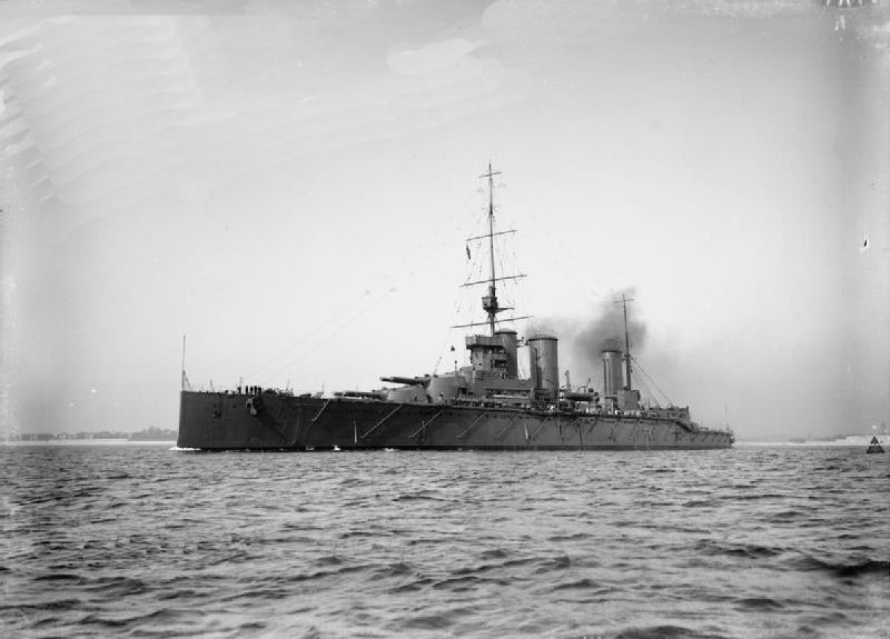 British Battle Cruiser HMS Queen Mary. Queen Mary blew up and sank in the opening part of the Battle of Jutland on 31st May 1916