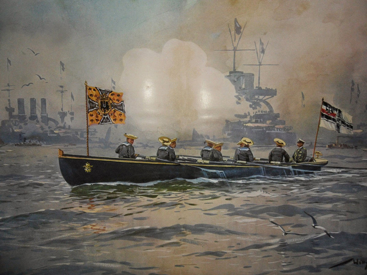 Kaiser Wilhelm II inspecting the Imperial German High Seas Fleet before the First World War: picture by Willie Stoewer