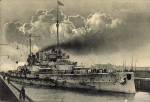 German Battleship SMS Ostfriesland. Ostfiesland fought at the Battle of Jutland on 31st May 1916 in the 1st Division of Vice-Admiral Schmidt’s 1st Battle Squadron