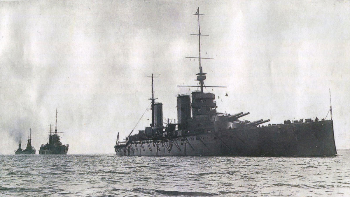British Battle Cruisers HMS Lion, Princess Royal and New Zealand. These ships all fought at the Battle of Jutland on 31st May 1916 in Admiral Beatty’s Battle Cruiser Fleet