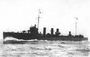 British Destroyer HMS Turbulent. Turbulent fought at the Battle of Jutland 31st May 1916 in the 10th Flotilla. She was run down by a German Battleship in the dark and lost with all hands