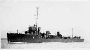 British Destroyer HMS Shark. Shark was sunk at the Battle of Jutland on 31st May 1916 her captain Commander Loftus Jones being awarded a posthumous Victoria Cross