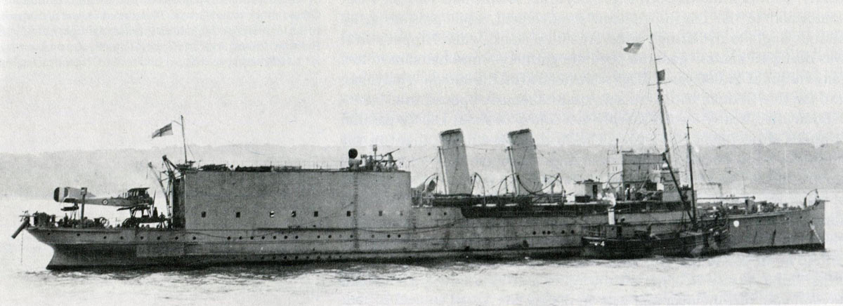 British Seaplane Carrier HMS Engadine. Engadine fought at the Battle of Jutland on 31st May 1916 with Admiral Beatty’s Battle Cruiser Fleet. The seaplane that provided information on the approaching German ships was a Short 184 flown by Flight Lieutenant Frederick Rutland from Engadine