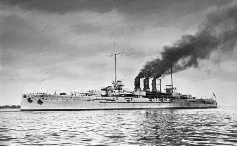 German Battleship SMS Helgoland. Helgoland fought at the Battle of Jutland on 31st May 1916 in Vice-Admiral Schmidt’s 1st Battle Squadron