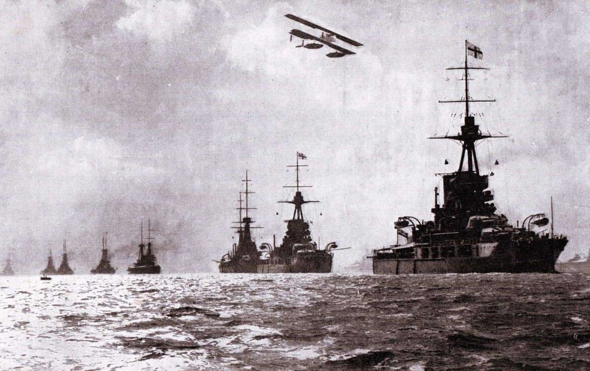 British Grand Fleet at sea. The Grand Fleet was the principal component of Admiral Jellicoe’s force at the Battle of Jutland on 31st May 1916