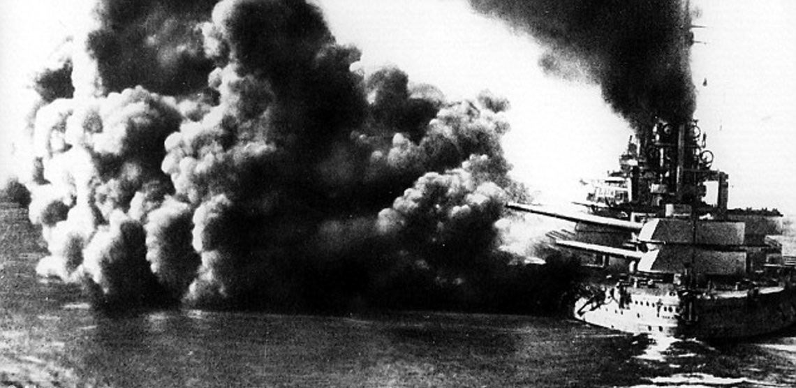 German Battleship SMS Friedrich der Grosse firing a salvo during the Battle of Jutland 31st May 1916