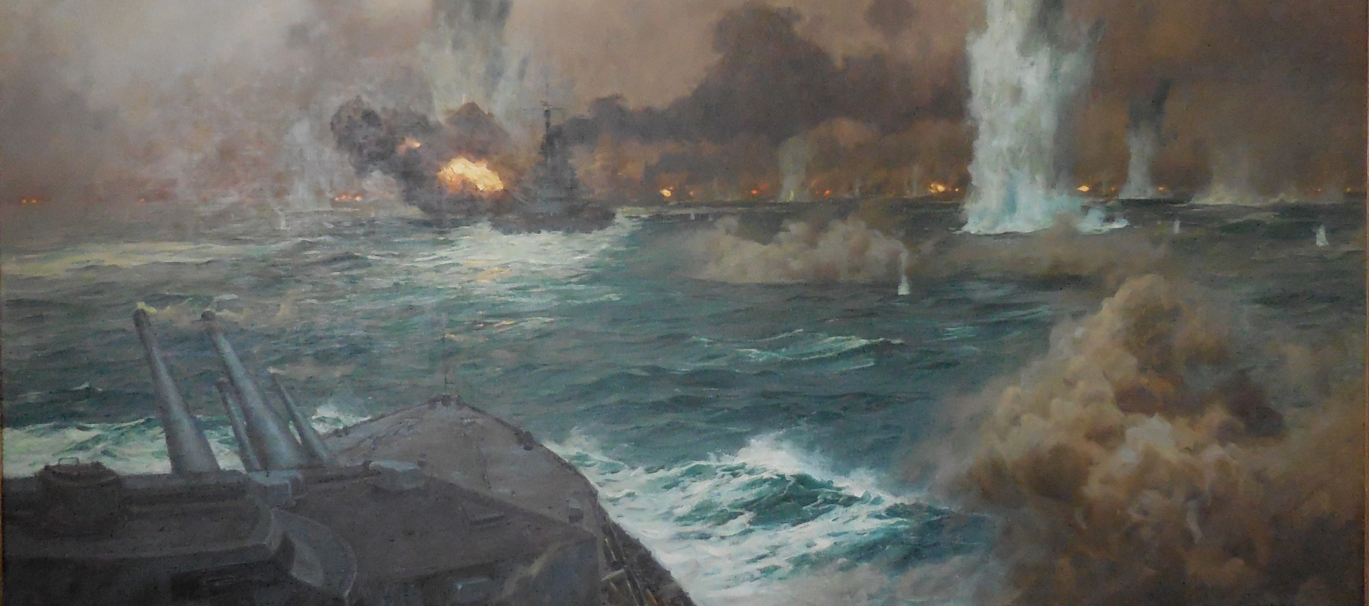 The German High Seas Fleet in action at the Battle of Jutland on 31st May 1916: picture by Claus Bergen