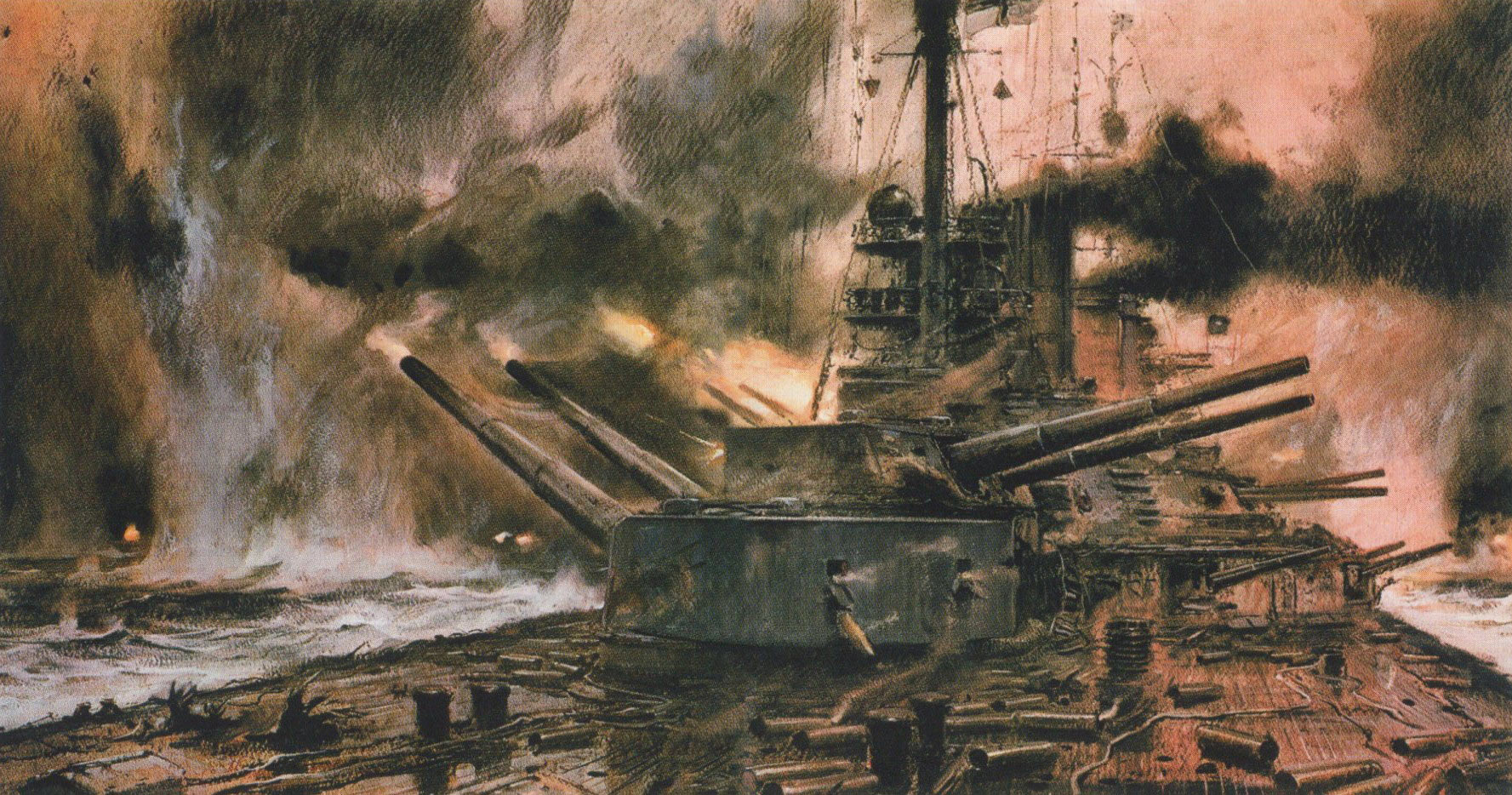 German Battle Cruiser SMS Seydlitz in action at the Battle of Jutland on 31st May 1916: picture by Claus Bergen