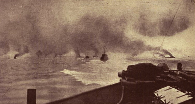 British battle cruisers first catch sight of the German ships at 3.20pm on 31st May 1916: contemporary photograph taken from a British ship