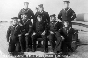Galley Crew British Light Cruiser HMS Nottingham. Nottingham fought at Battle of Jutland 31st May 1916 in 2nd Light Cruiser Squadron: to buy this picture click here