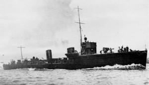 British Destroyer HMS Ardent. Ardent fought at the Battle of Jutland 31st May 1916 in the 4th Flotilla being sunk during the night action