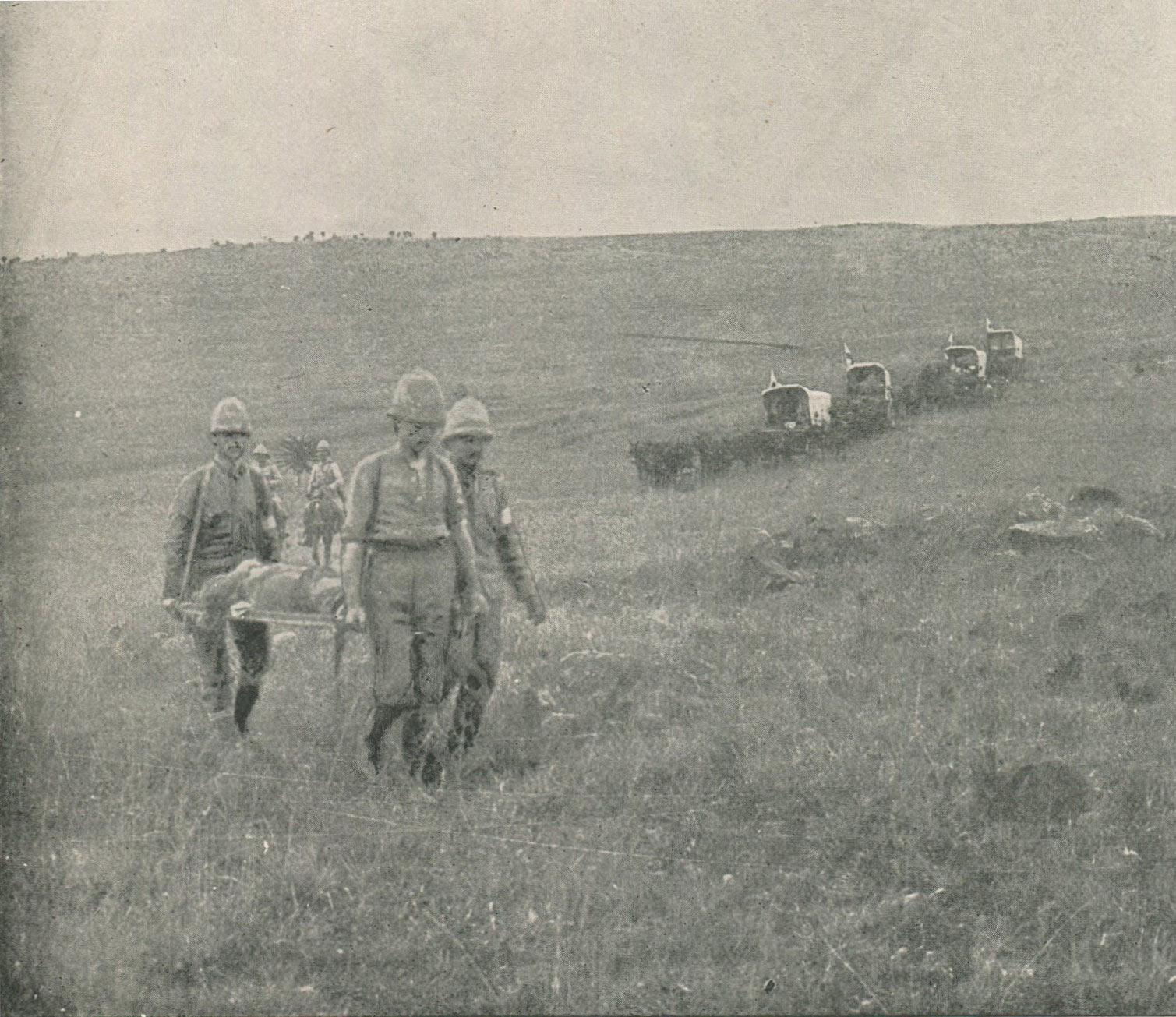 Bringing in British casualties after the Battle of Spion Kop