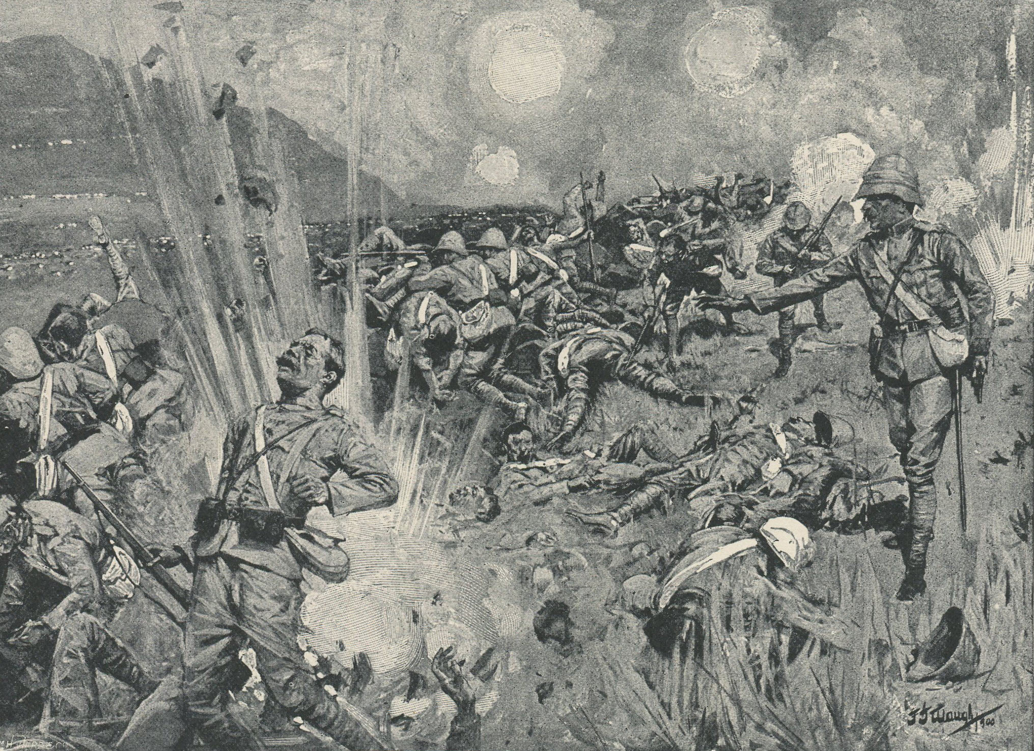 British troops on Spion Kop and under fire